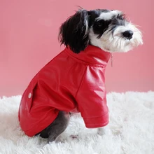 Dog Leather Jacket Coat Poodle Schnauzer Pug French Bulldog Clothes frenchie Clothing Warm Winter Dog Costume Pet Outfits