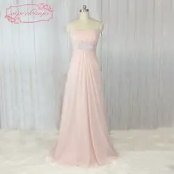 Superkimjo шифон Подружкам невесты длинные 2018 Robe demoiselle d'honneur розовый бисером Дешевые нарядные платья для свадьбы