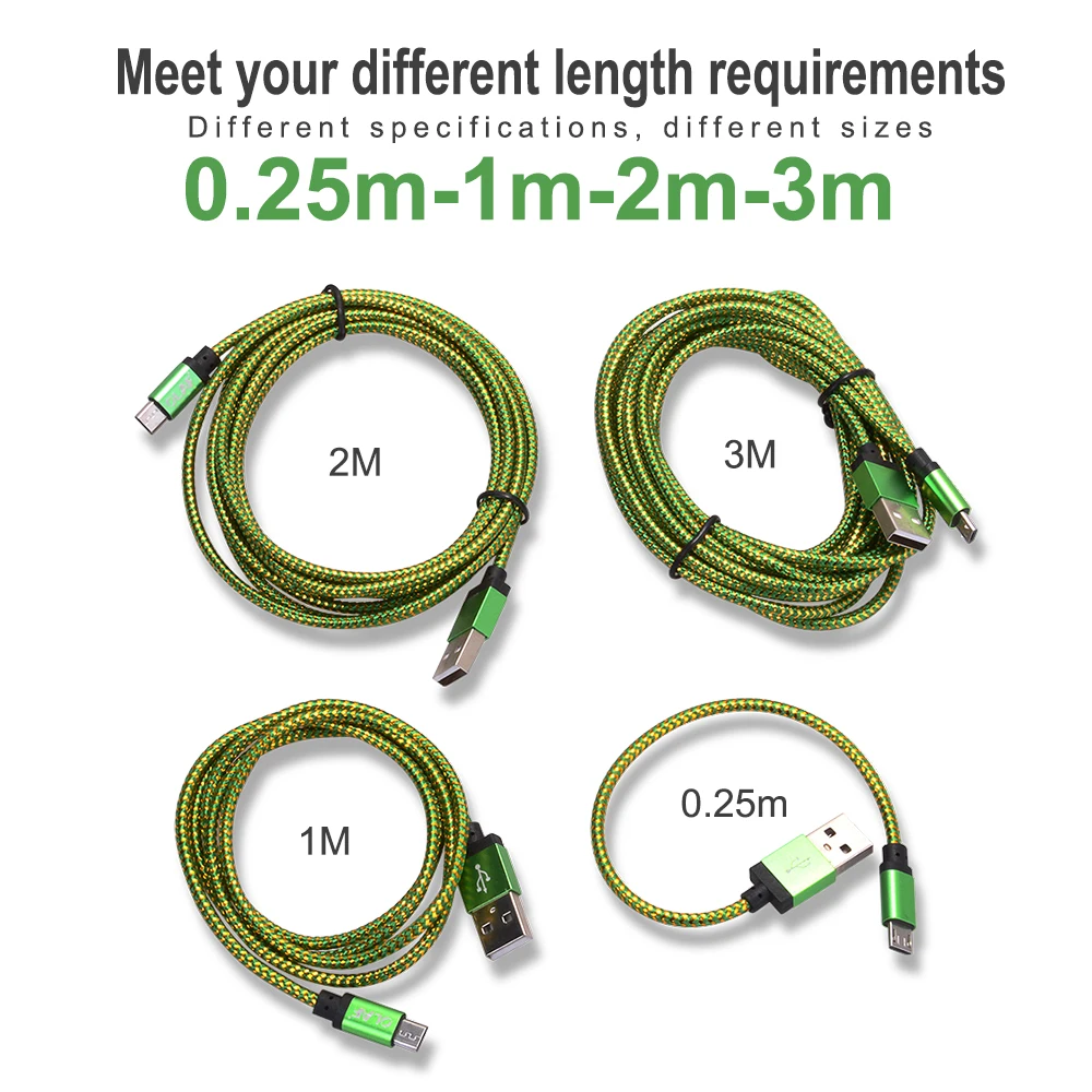 أولاف المصغّر usb كابل 1 m 2 m 3 m سريع مزامنة بيانات كابل شحن سامسونج هواوي Xiaomi LG Andriod سلك Microusb الهاتف المحمول كابل يو اس بي
