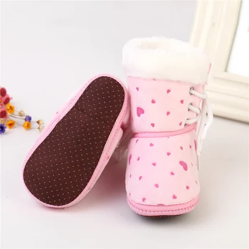 

Winter Baby Girls Boots Kids Boys Shoes Heart Printed Cotton Flock Snow Warm Boots New