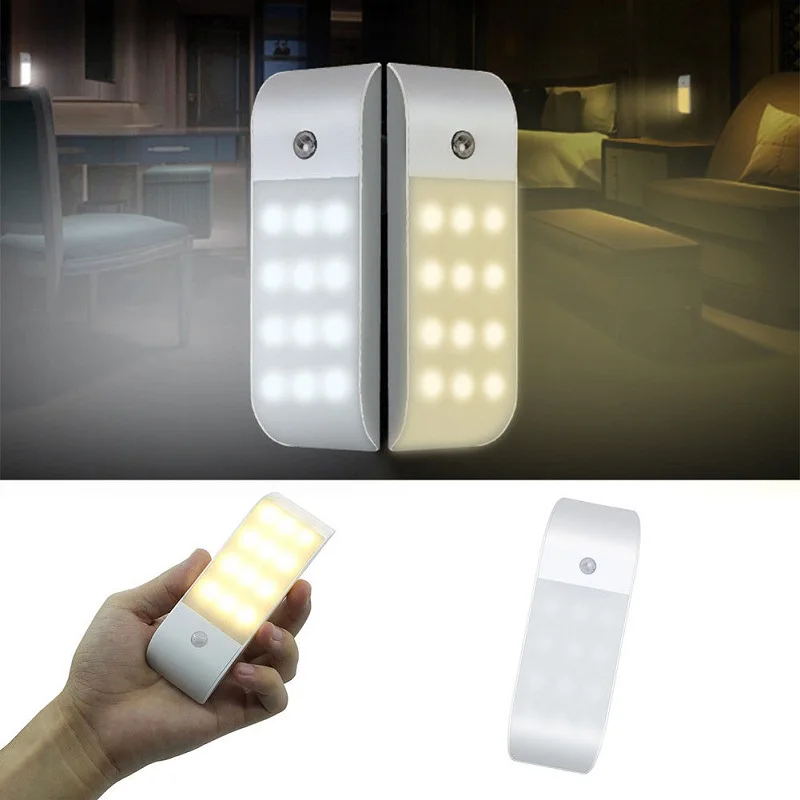 cheap 12 LED Under Cabinet Lights Energy saving Auto Motion Sensor Wireless PIR Cabinet Kitchen lighting nightlight Echargeable
