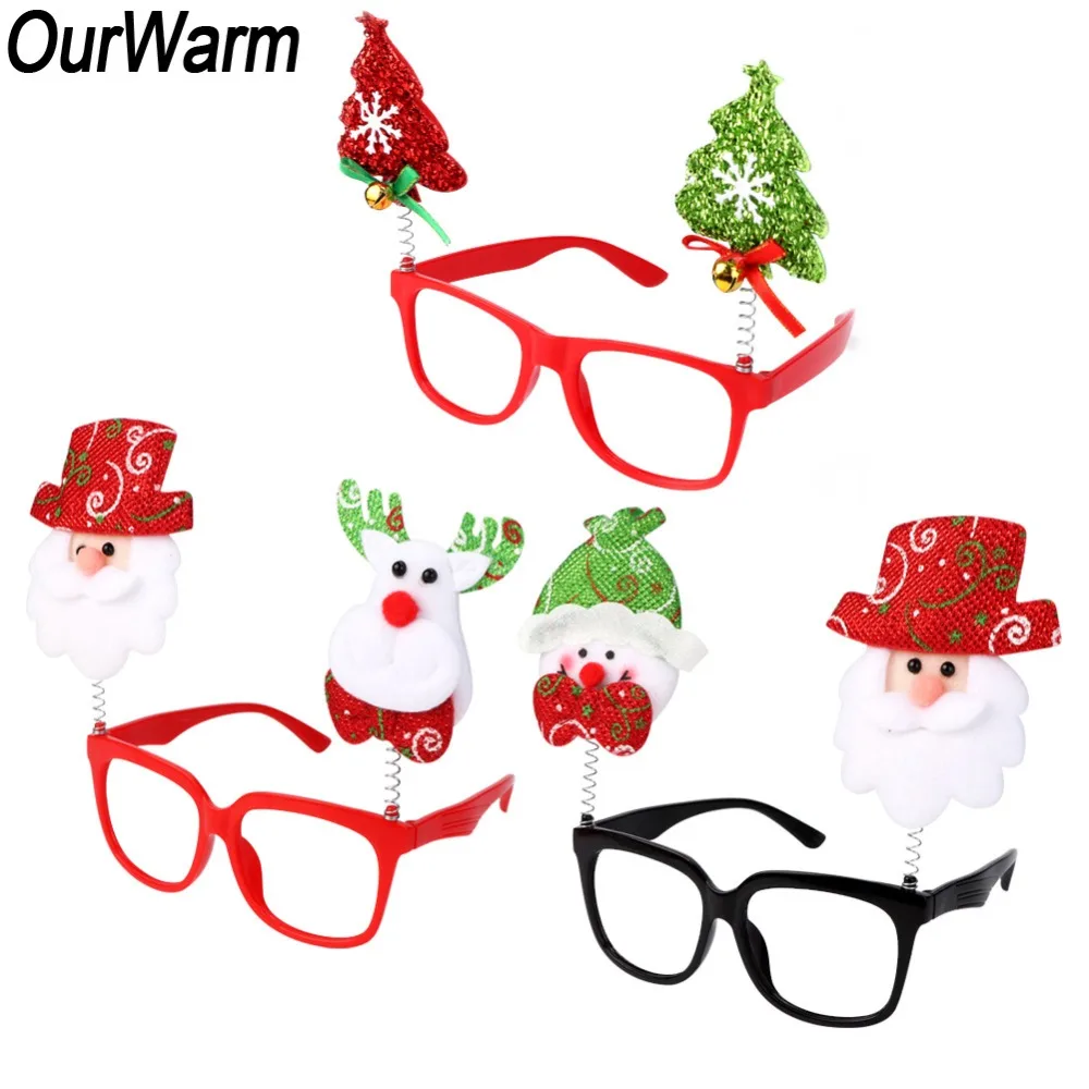 

OurWarm Merry Christmas Frame Glasses Novelty Santa Claus Glasses Costume Christmas Decorations for Home Natal New Year Decor