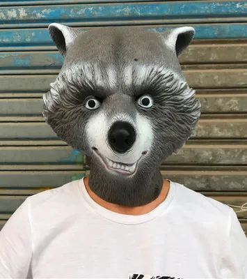 Halloween Animal Raccoon Head Mask For Adults Raccoon Latex Mask Cosplay Props