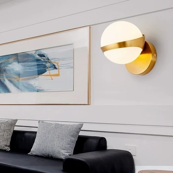 

Design Glass Wall Lamp Sconce Modern Bedroom Kitchen Stair Living Room Wall Lights Decor Home Lighting Gold Iron E14 110-220V