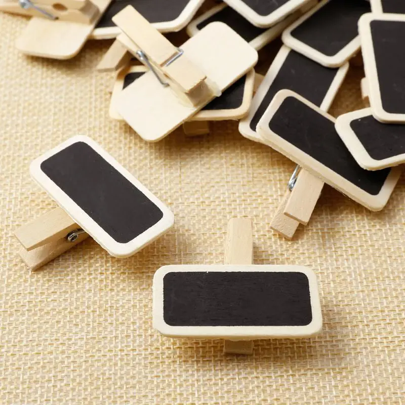 50 Mini blackboard wood message slate rectangle clip clip panel card memos label brand price place number table