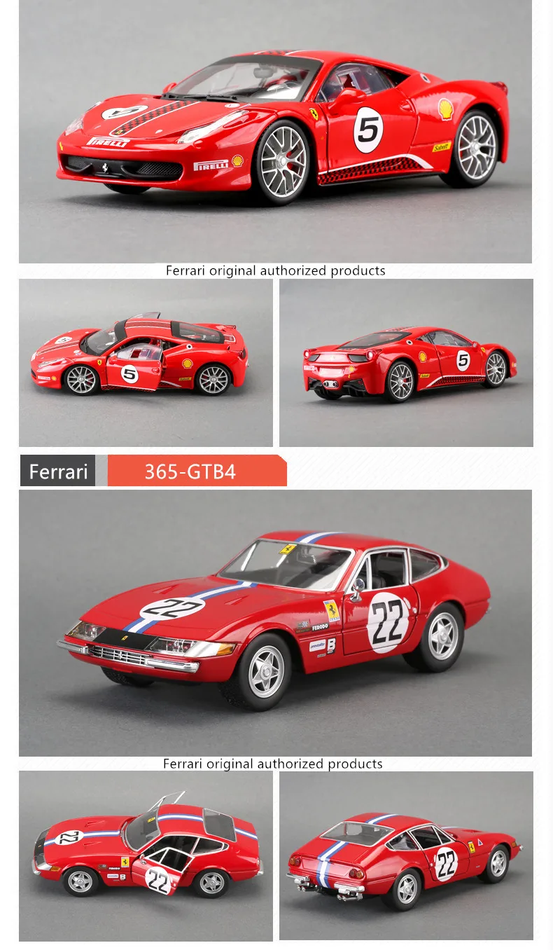 Bbuargo Ferrari 1:24 имитация сплава супер Игрушечная модель автомобиля 34 стиля для с управлением на рулевом колесе переднее рулевое колесо игрушечный автомобиль