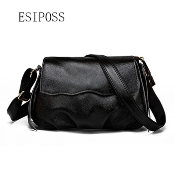 

2018 Famous brand design female bag genuine leather women's shoulder bag simple and stylish wild Crossbody bag folding purse bag