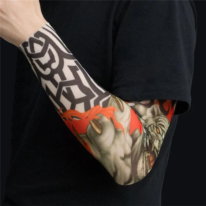 Летние 6 шт. для мужчин поддельные рукава для татуировки вечерние временный боди-арт рука теплее протектор @ 50