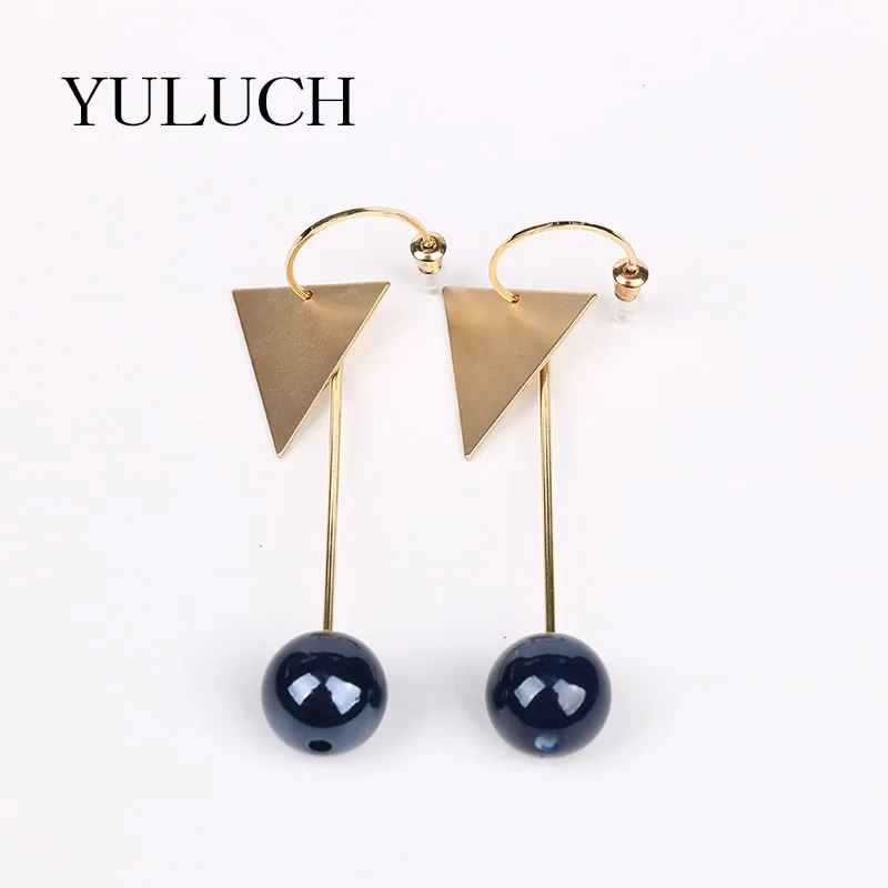 

pair 2017 latest good quality fashion new design hot gold blue bead earring for bride