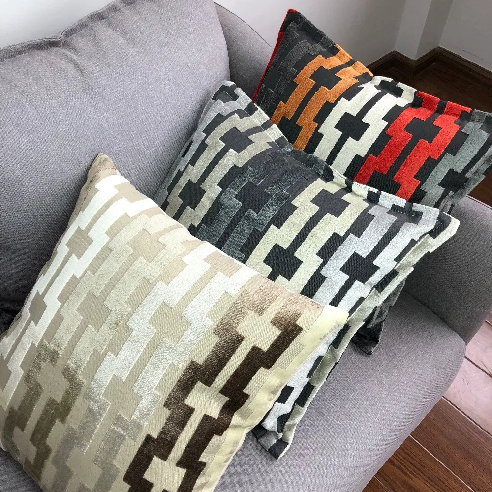 

Solid Pillow Covers Soft Velvet Geometric Pattern Cushion Cover Home Decorative For Sofa Bed 45x45cm