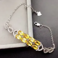 Натуральный цитрин браслет цепочка 0.45ct* 8 шт драгоценный камень 925 стерлингового серебра для мужчин или женщин ювелирные украшения# XY18102807