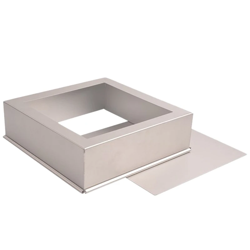 

Aluminum Square Cake Baking Accessories Multifunctional Removable Mold Live Cake Mousse Baking Diy Tool 10 Inch