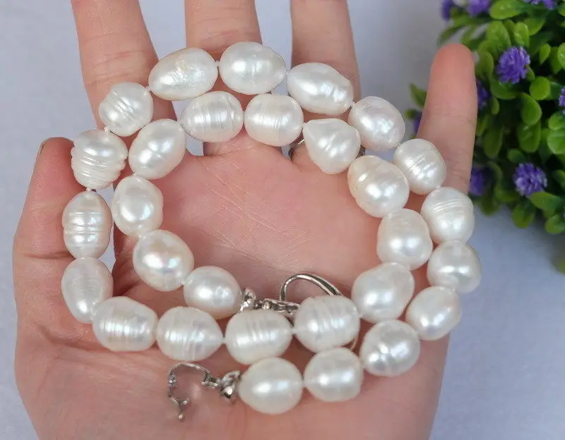 

Wholesale FREE SHIPPING > 12-14MM AAA NATURAL Akoya WHITE SOUTH SEA BAROQUE PEARL NECKLACE 18"INCH