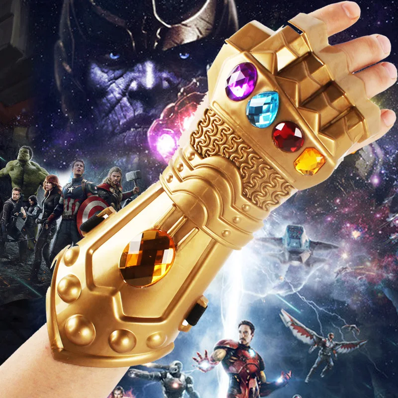 

Boys Avengers 3 Infinity War Thanos Gauntlet Moive Figure Model Golden Plastic Gloves Halloween Cosplay Prop Toys For Children