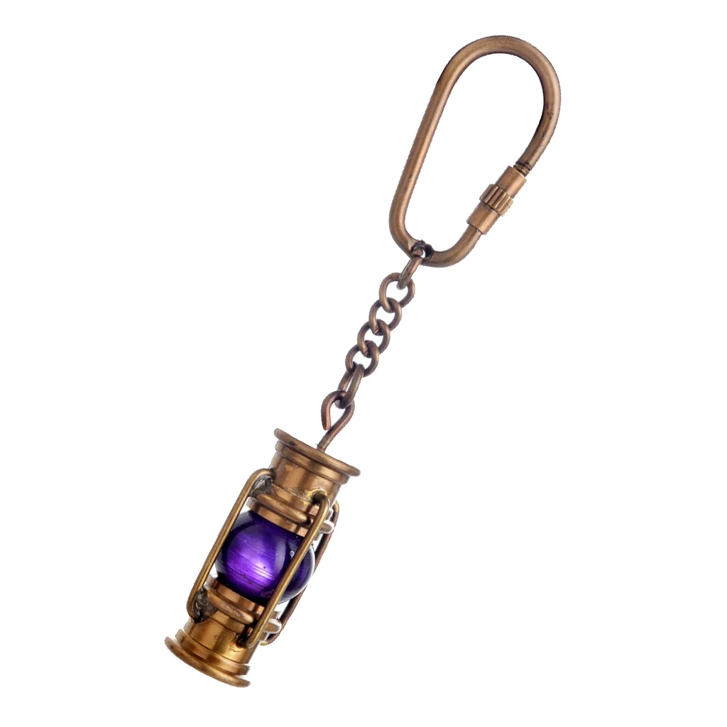 Nautical Brass Lamp Keychain Antique Lantern Keyring Sailor Captain Gift