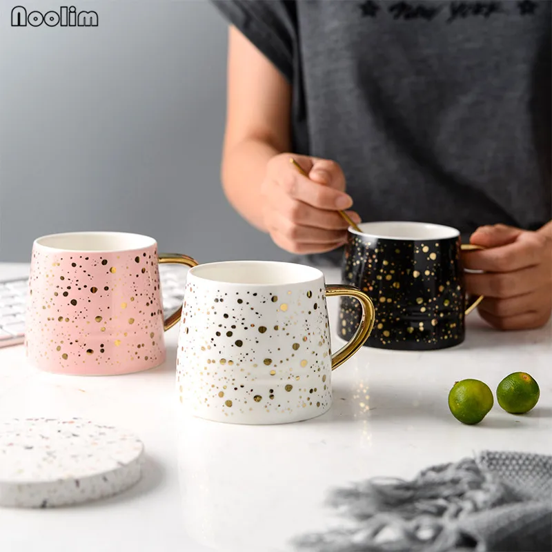 

NOOLIM Ceramic Coffee Mug Milk Cup Starry Sky Pattern Teacup Minimalist and Creative Mugs Phnom Penh Handle Drinkware