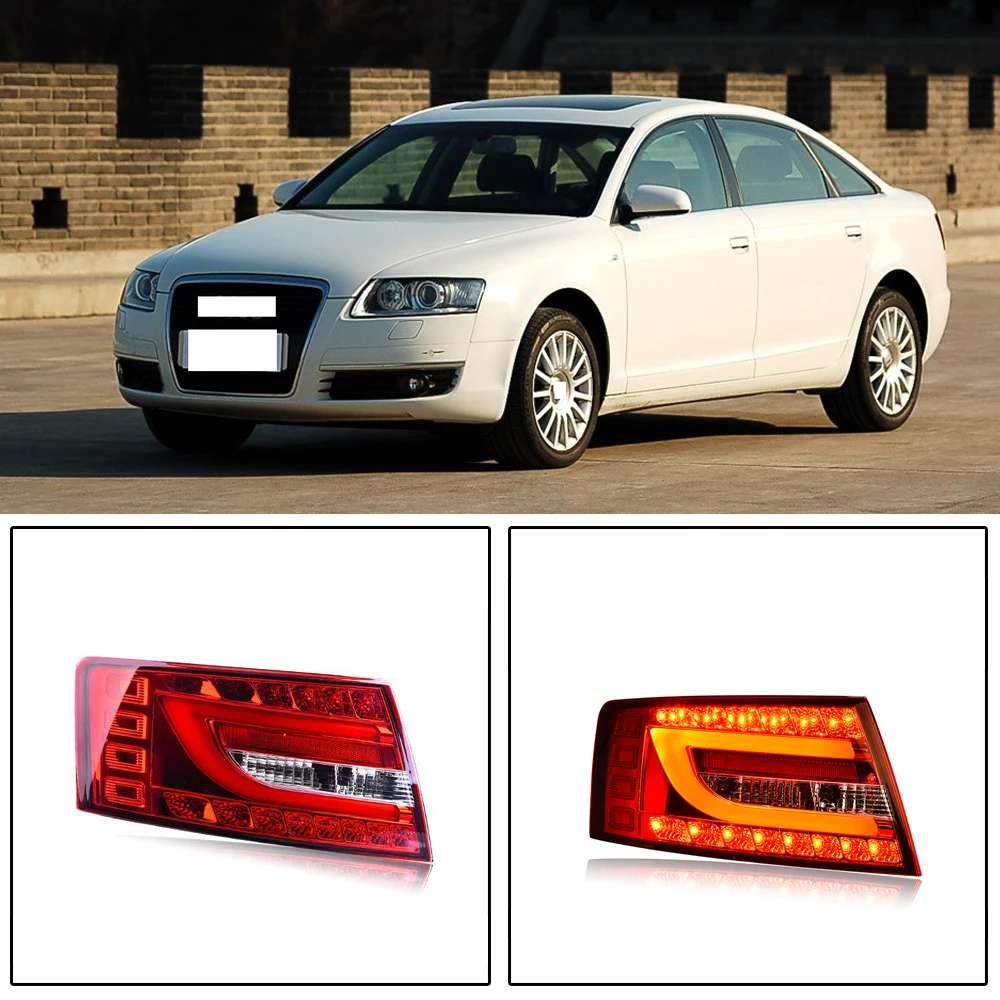 CAPQX 2 шт. для Audi A6L 2005-2008 светодиодный задний светильник, задний светильник в сборе, тормозной задний светильник, стоп-сигнал, сигнальный светильник