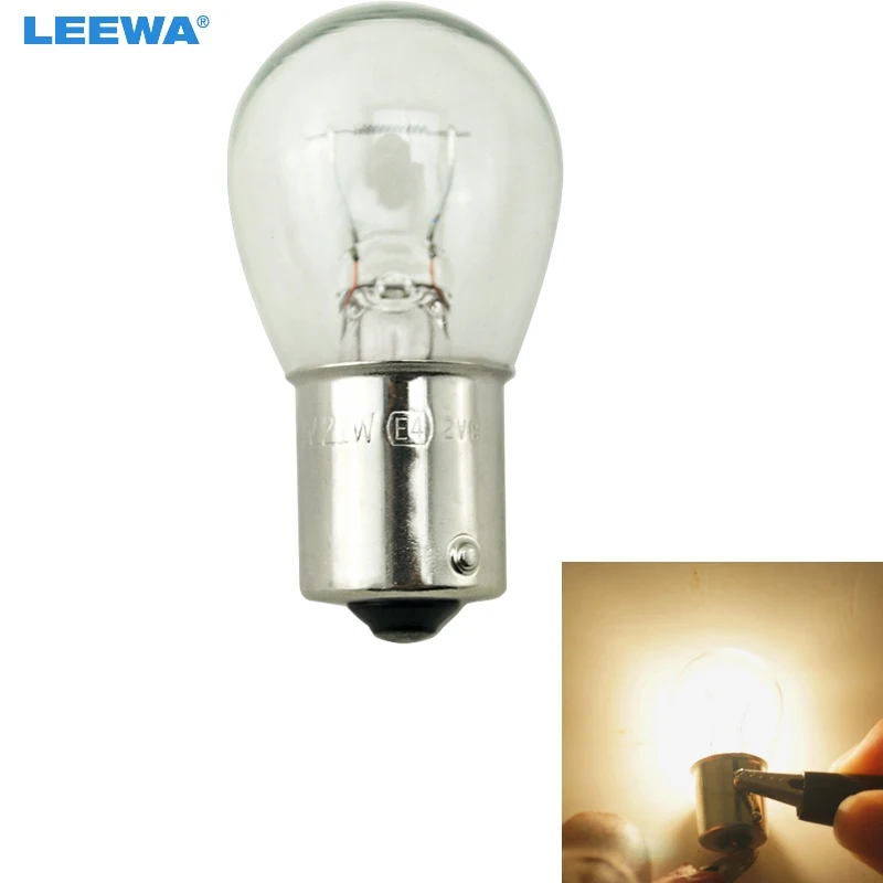 LEEWA 200 шт. 24 В 1156 BA15S S25 P21W Автомобильная прозрачная стеклянная лампа галогенная