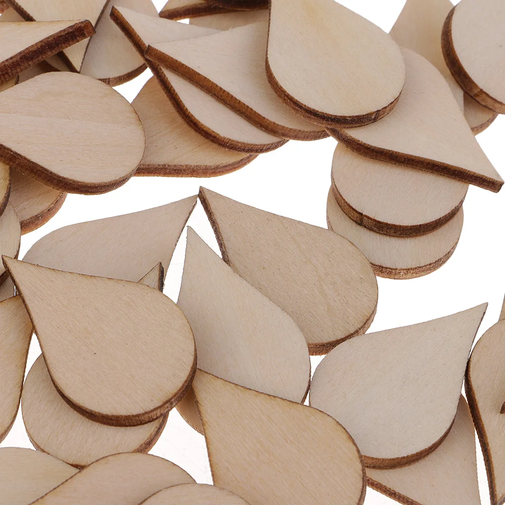 Wooden MDF Drop Shapes Craft Blank Wood Embellishment for Scrapbooking Wedding Party Baby Feet Christmas Decorations DIY