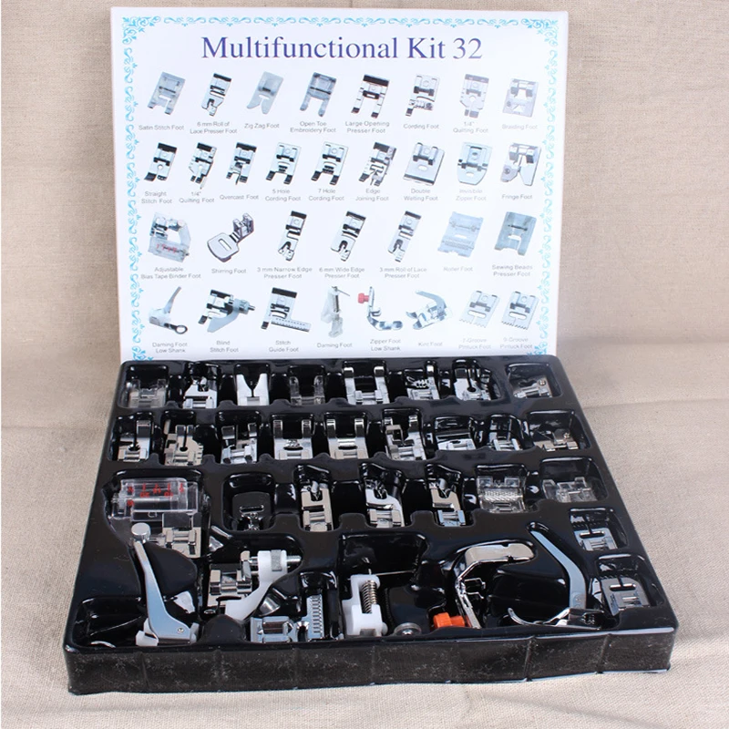 

32pcs Presser Foot,Domestic Sewing Machine Presser Foot Feet Kit Set,Press Feet For Brother Singer Janom Sewing Sew Accessories