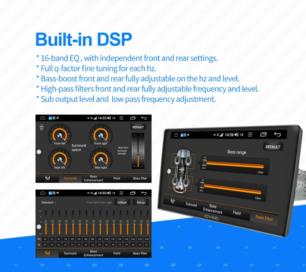 JOYING " 2.5D ips 1 din 4+ 64 ГБ Android 8,1 Автомагнитола стерео головное устройство поддержка 4G/сплит-экран/быстрая загрузка/Android авто