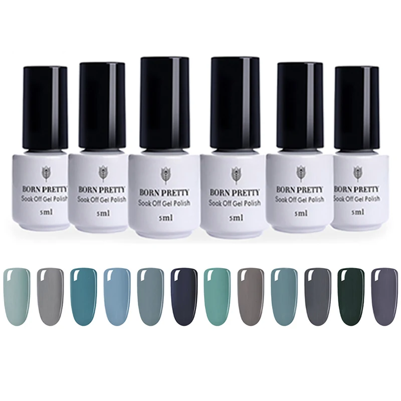 

BORN PRETTY Pure Colors Gel Nail Polish LED UV Gel Varnishes Long-lasting Soak Off Nails Gel Lacquer 5ML Grey Nail Polish