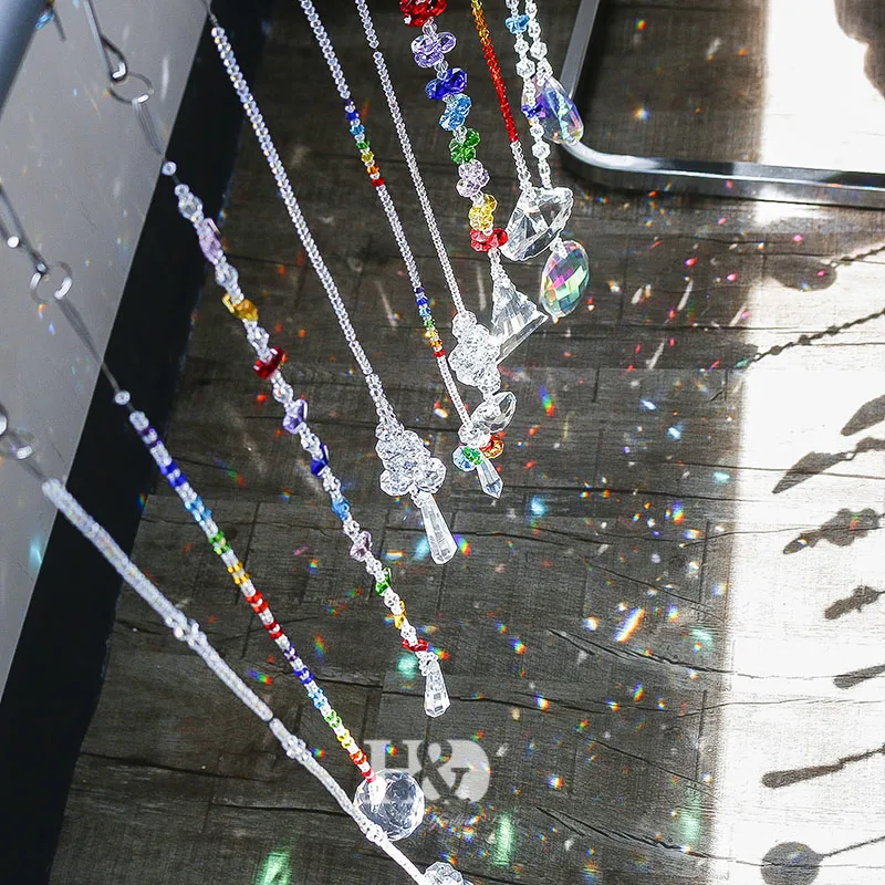 

H&D 10pcs/lot Crystal SunCatchers With Crystal Prisms Lucky Christmas Tree Decoration Ornament Home Wedding Hanging Decor