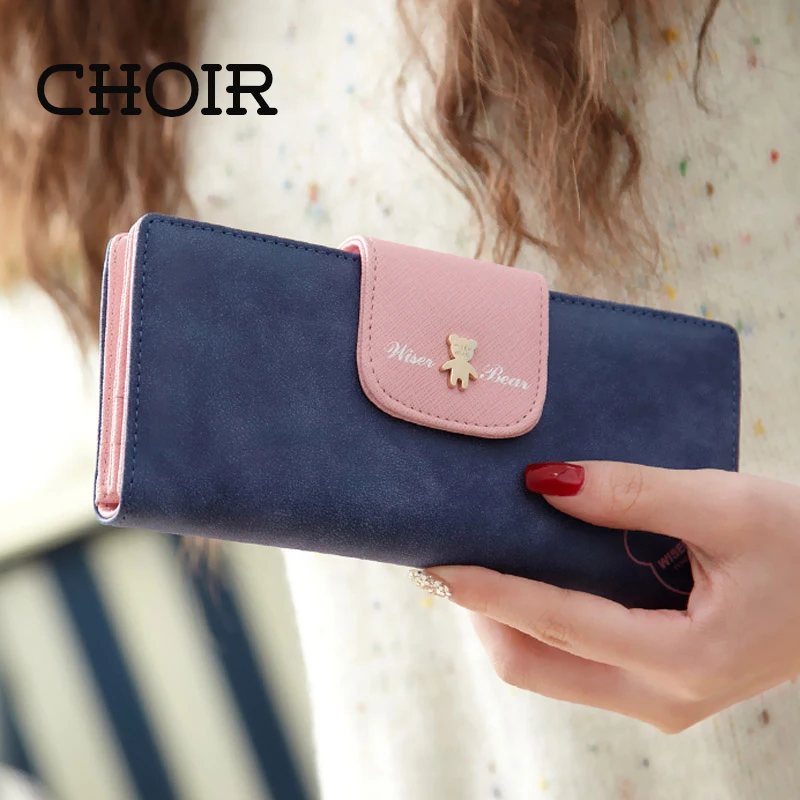 

Choir Brand New Lovely Bear Wallet Female Leather Long Change Clasp Purse Money Card Coin Holder Carteras Girls wallets Purses