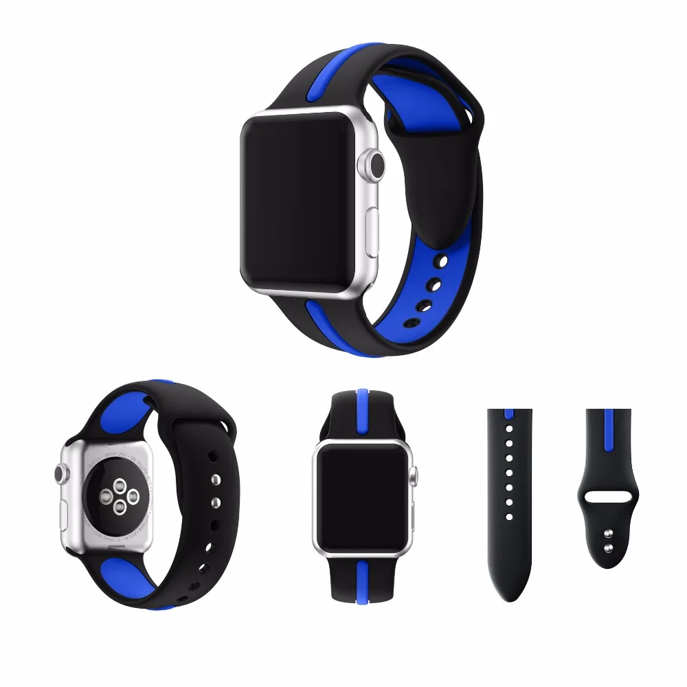 Двухцветный силиконовый ремешок для Apple Watch одинаковый watch новый часов 38 мм/42