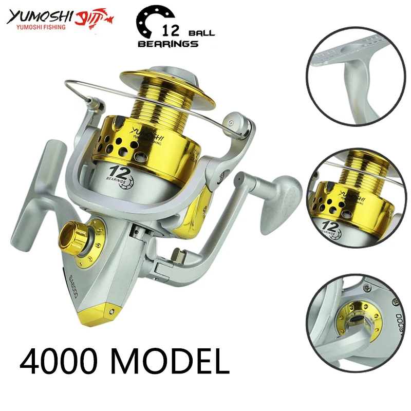 Yumoshi Ef1000-7000 12bb 5 5: 1 металлическая спиннинговая Рыболовная катушка для