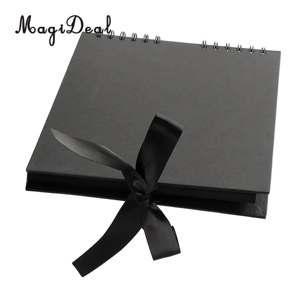 A4 Size 40 Pages Ribbon Bow Kraft Paper Scrapbook Photo Album Display Book Wedding Memory Book