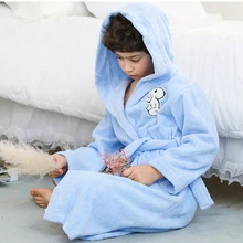 Зимний детский банный халат Детская хлопчатобумажная ткань с героями мультфильмов для мальчиков, балахон с капюшоном, одежда для сна толстый подростковый халат на осень и зиму