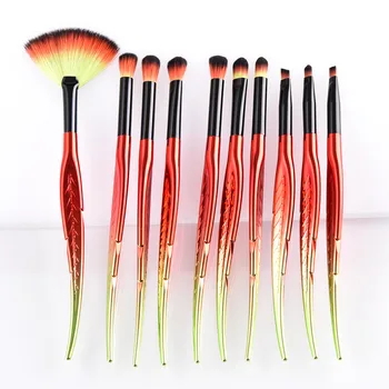

10pcs Leaf Makeup Brushes Set Colorful Eye-shadow Eyeliner Eyebrow Concealer Lip Beauty Make Up Fan Brush Kits Cosmetic Tool