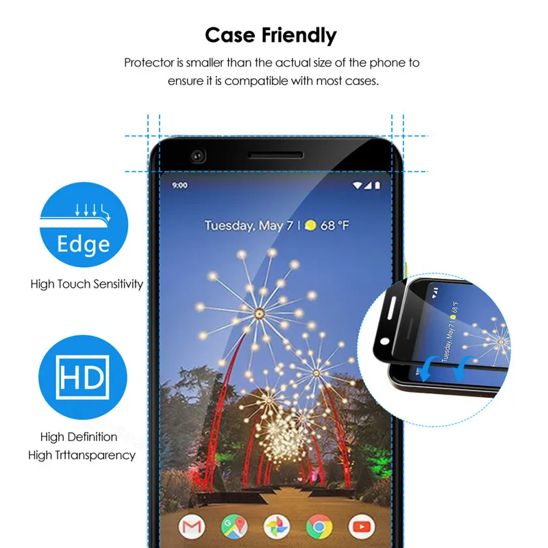 Защитная пленка Qosea для Google Pixel 3a 3a XL 9 H, Защитная пленка для Google Pixel 3 XL 4D, закаленное стекло с изогнутой поверхностью