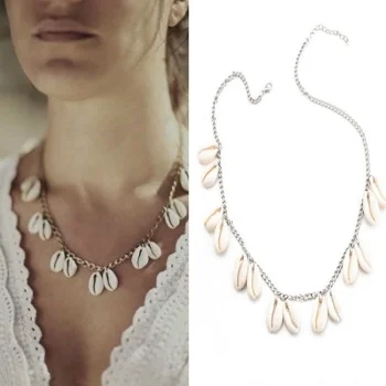 

Sea Shell Necklace Gold or Silver Chain Cowrie Shells Seashell Collar Necklaces Women Bohemian Jewelry Gifts for Her