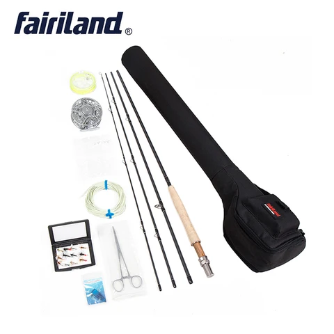 Conjunto de Pesca com Mosca Vara de Pesca de Carbono 90mm de Alumínio Carretel de Pesca Acessórios de Pesca com Vara Vara de Saco 5 e 6 Starter Kit 2.7 m Voar de Saco Caso