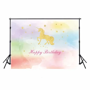

2018 Unicorn Party Photography Backdrops Happy Birthday Backdrop For Photography Background For Photo Studio Fond Photographie