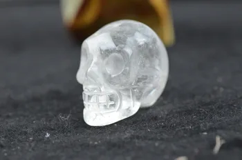 

6688015++++Natural Quartz White Crystal Hand Carved Skull Realistic Healing