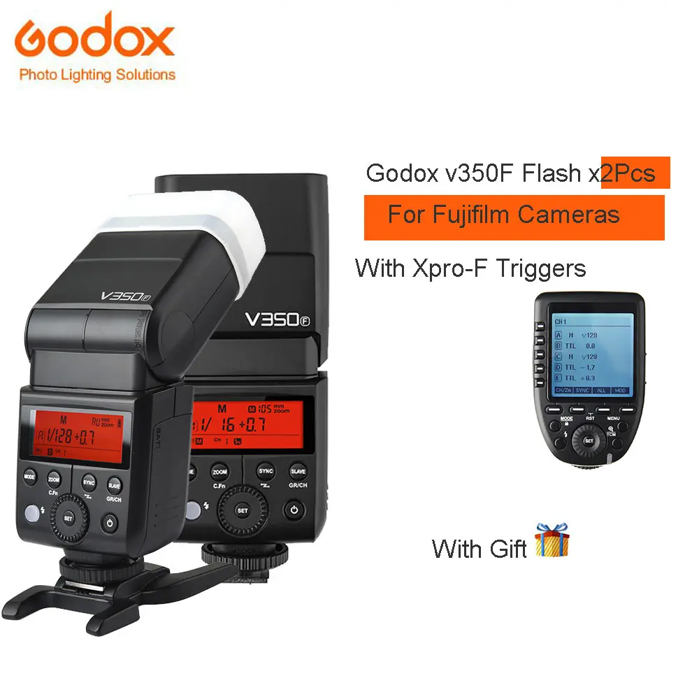 

Godox 2PCS V350F Flashes Slave Flash Model With XProF Godox XPro-F Cameras Triggers 1/8000S HSS For Fuji Fujifilm Camera