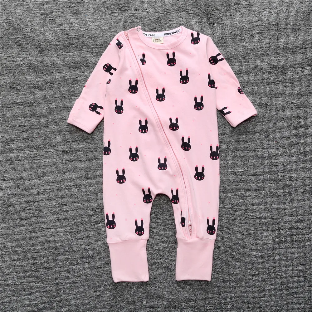 الوليد طفل رضيع الملابس رومبير للرضيع طويلة الأكمام أرنب طباعة لطيف طفلة السروال القصير بذلة منامة ملابس الطفل SR126