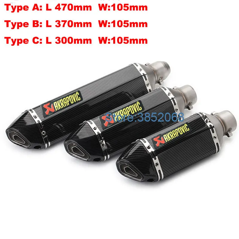 

ID:51mm(2") Motorcycle Akrapovic Exhaust Muffler Universal Motorbike Muffler Exhaust Escape Damper for Tmax Ninja 250 300 R25 R3