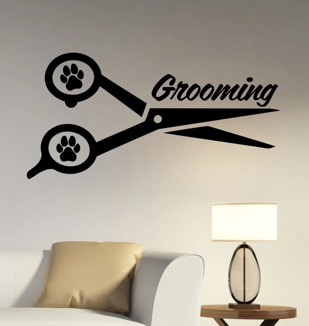 

YOYOYU Wall Decal Pet Grooming Vinyl Wall Sticker Puppy Dog Window Logo Wall Decals Pet Shop Animal Art Mural Decor InteriorJM21