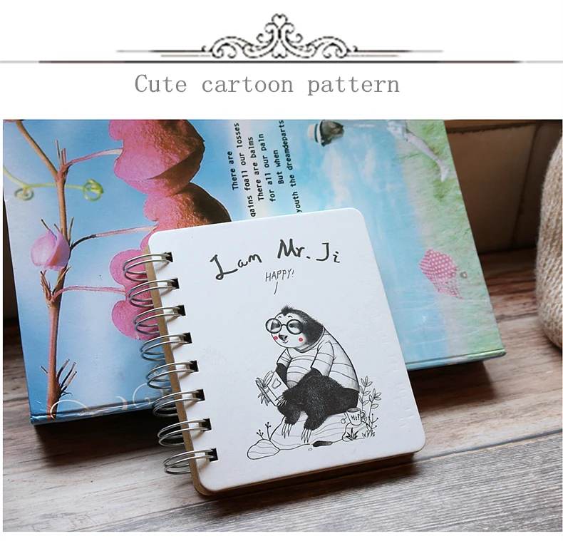 A7 Cute little animal notebook Hard surface iron ring hand holding portable notepad Student notebook