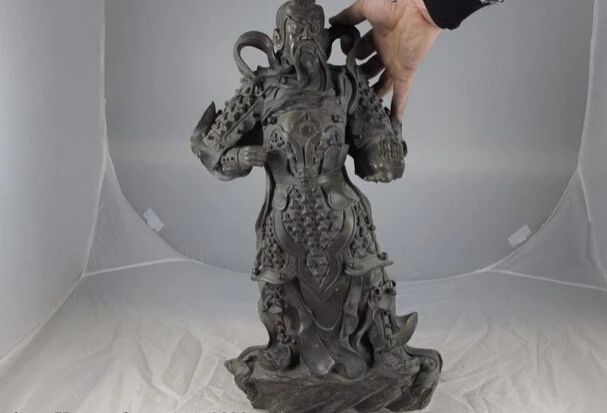 

Collectible bronze lion statue S0950 22 Chinese Old Copper Bronze Feng Shui Guan Gong GuanYu Warrior God Art Statue (B0413)