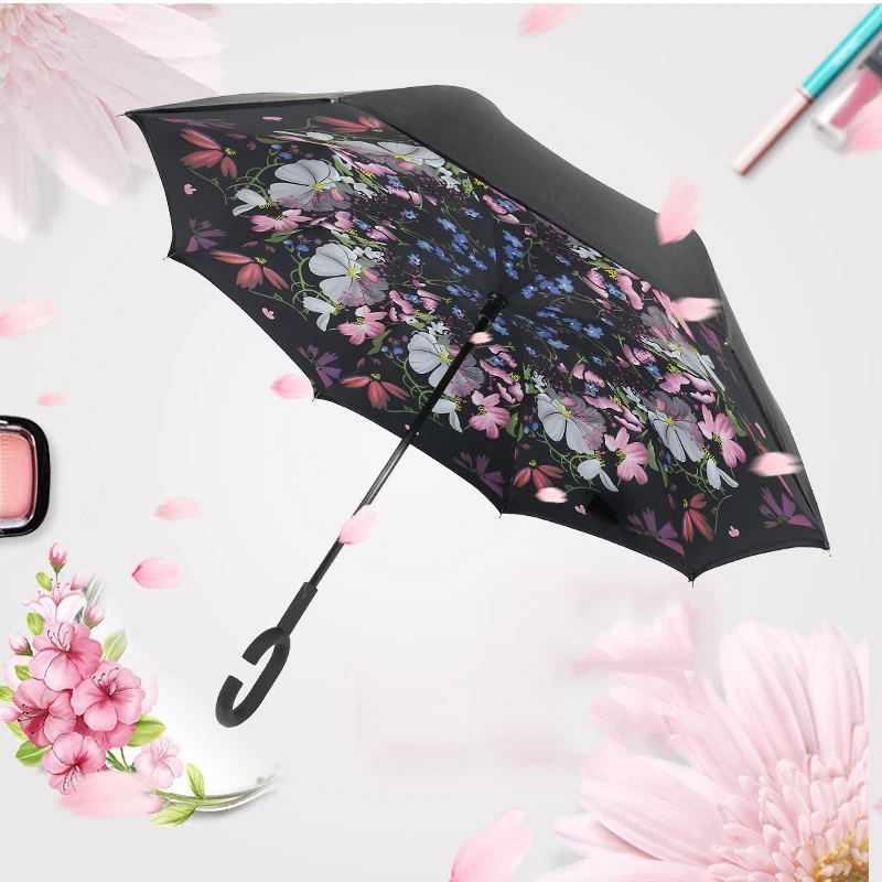 

Release your hands Multipurpose reverse umbrella Alloy and polyester fibers Sunny and Rainy inverted umbrella Umbrella Coating