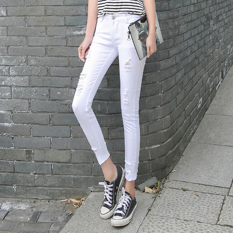 petite white distressed jeans
