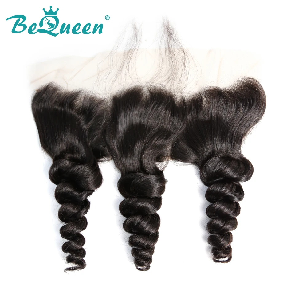 

BeQueen Loose Wave Brazilian Virgin Hair Lace Frontal Size 13*4,PrePlucked Hairline Bleached Knots With Baby Hair