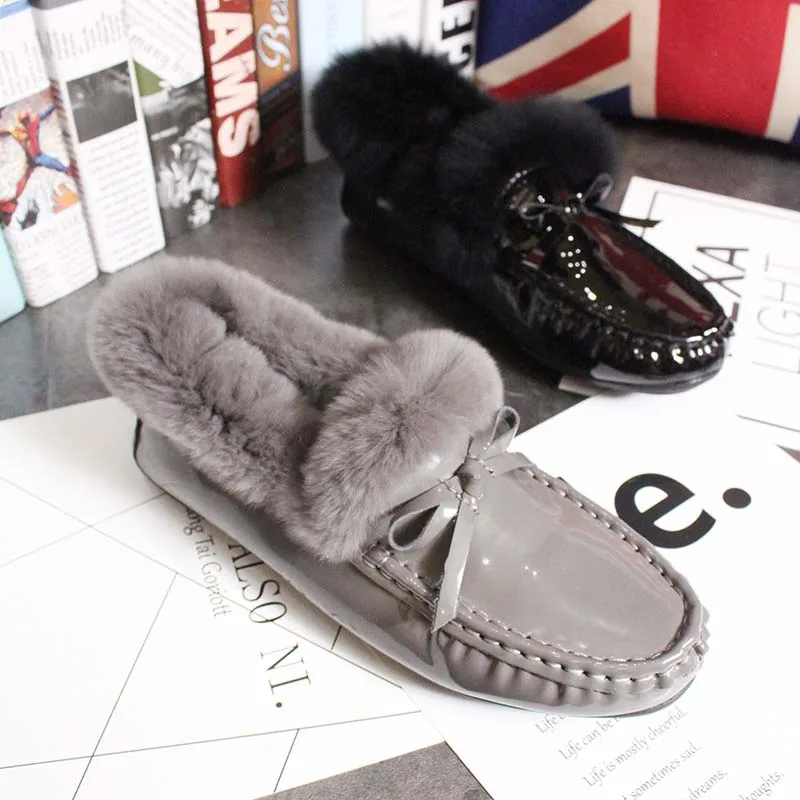 Теплые Мокасины с Плюшевым Мехом тренд chaussures femme Водонепроницаемая Обувь из