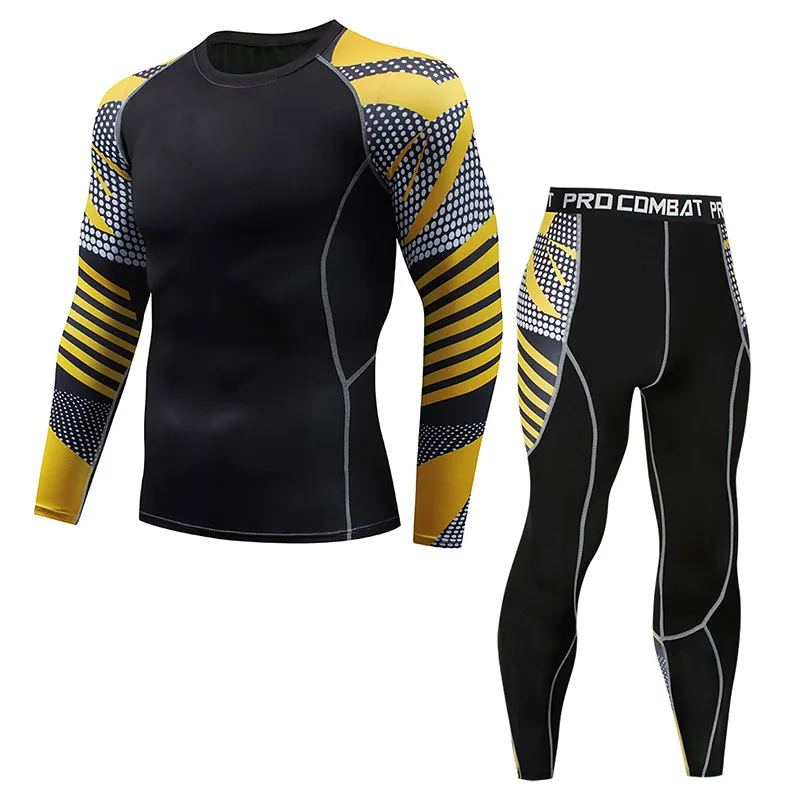 С длинным рукавом Rash Guard Complete Графический Компрессионные Шорты Многофункциональный Фитнес ММА футболки Для мужчин костюмы