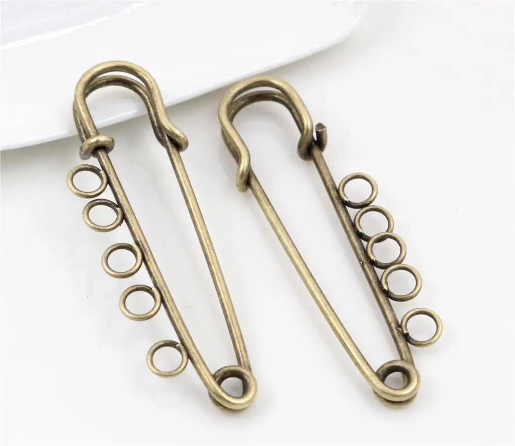 5pcs/lot 50*15mm Brooches Findings Bronze Plated Brooch Pins Supplies